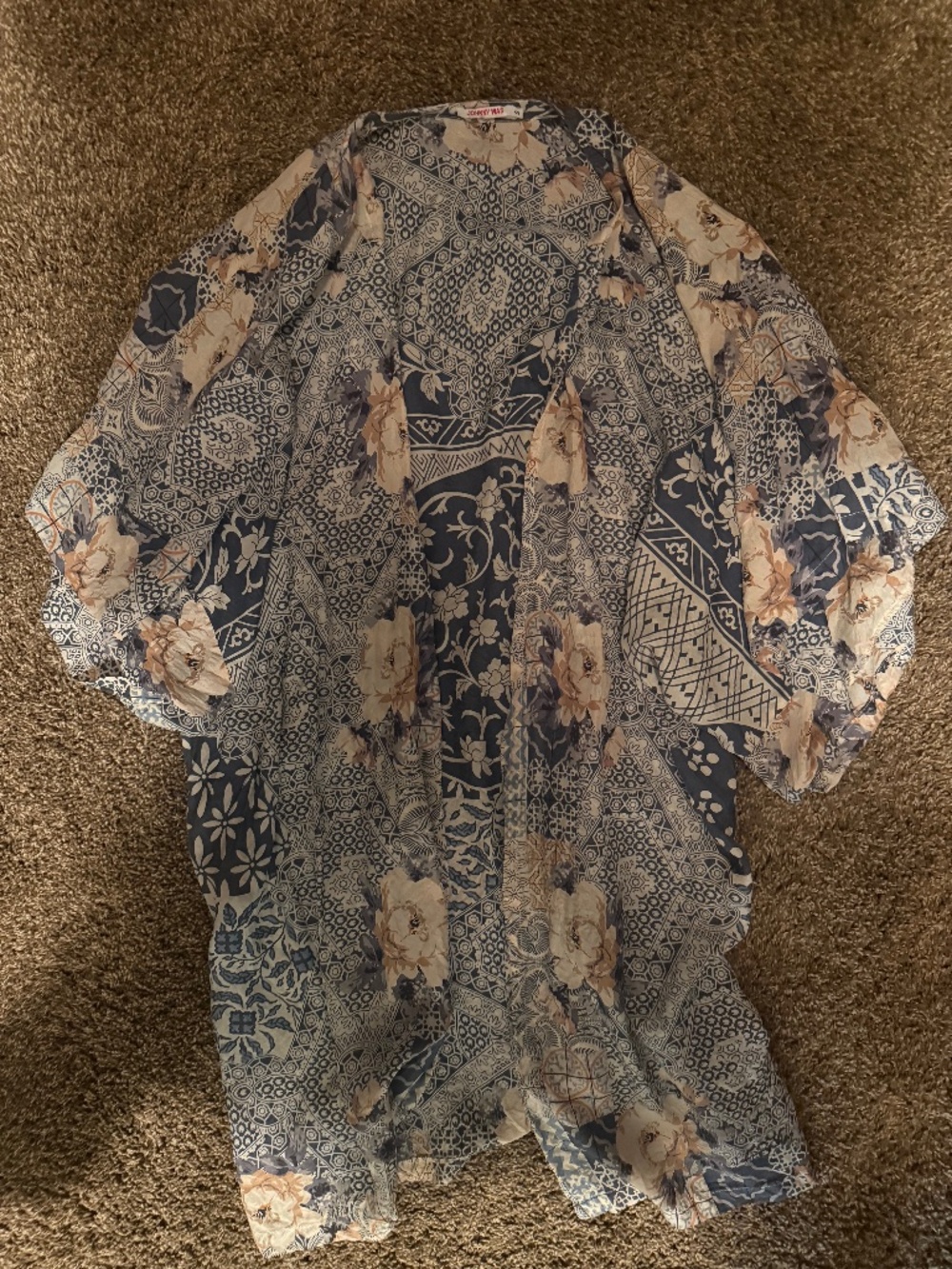 Johnny Was silk floral short sleeve kimono